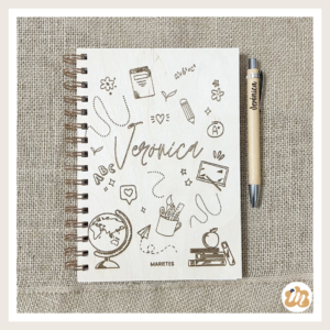 Cuaderno tapas de madera con grabado personalizado