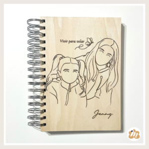 Cuaderno tapas de madera con ilustración
