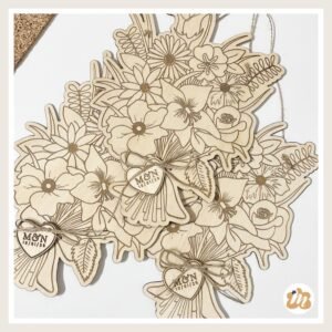 Ramo de flores en madera