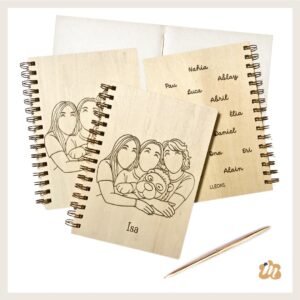 Cuaderno tapas de madera con ilustración