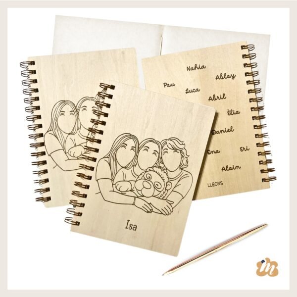 Cuaderno tapas de madera con ilustración