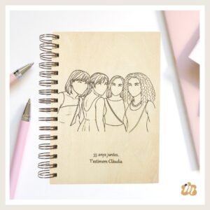 Cuaderno tapas de madera con ilustración