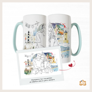 Conjunto de tazas ilustrado